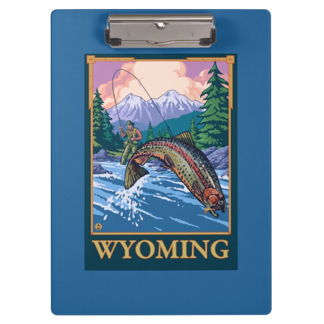 Carpeta De Pinza Escena de la pesca con mosca - Wyoming (Anverso)