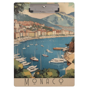 Carpeta De Pinza Escena de viaje vintage del puerto de Mónaco con t