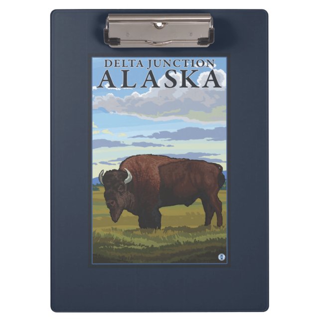 Carpeta De Pinza Escena del bisonte - empalme del delta, Alaska (Anverso)