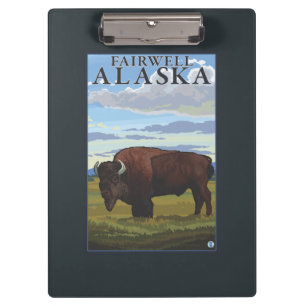 Carpeta De Pinza Escena del bisonte - Fairwell, Alaska