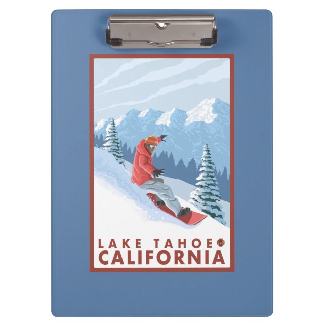 Carpeta De Pinza Escena del Snowboarder - el lago Tahoe, California (Anverso)
