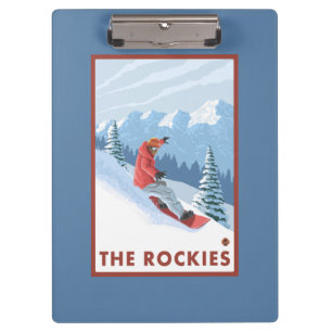 Carpeta De Pinza Escena del Snowboarder - los Rockies