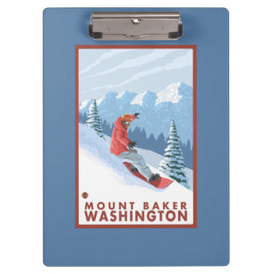 Carpeta De Pinza Escena del Snowboarder - panadero del soporte,