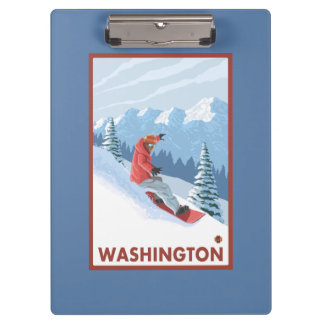 Carpeta De Pinza Escena del Snowboarder - Washington