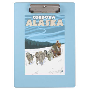 Carpeta De Pinza Escena Sledding del perro - Cordova, Alaska