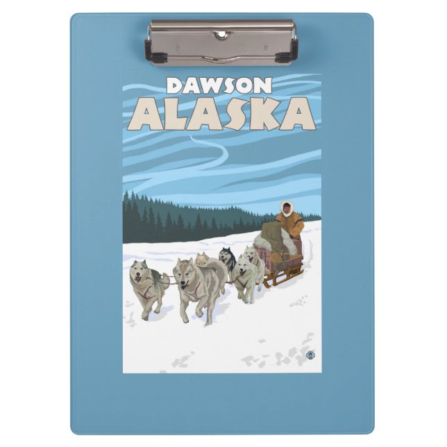Carpeta De Pinza Escena Sledding del perro - Dawson, Alaska (Anverso)