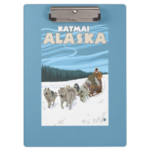 Carpeta De Pinza Escena Sledding del perro - Katmai, Alaska