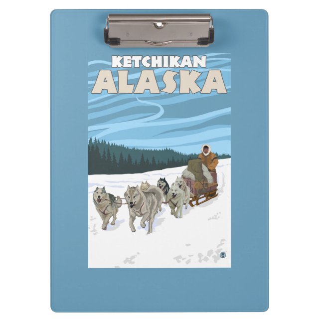 Carpeta De Pinza Escena Sledding del perro - Ketchikan, Alaska (Anverso)