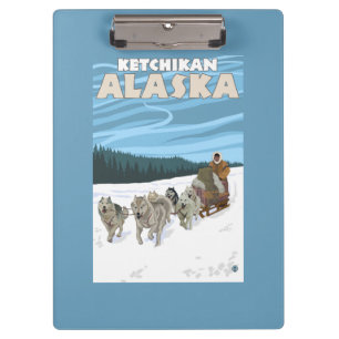 Carpeta De Pinza Escena Sledding del perro - Ketchikan, Alaska