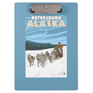Carpeta De Pinza Escena Sledding del perro - Petersburgo, Alaska