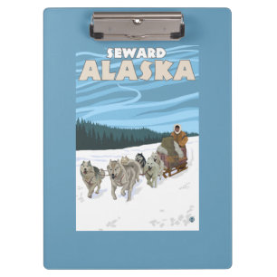 Carpeta De Pinza Escena Sledding del perro - Seward, Alaska