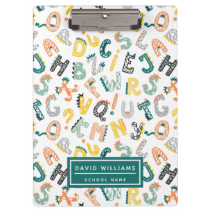 Carpeta De Pinza Escuela Cute Dinosaur Alphabet Pattern Kids