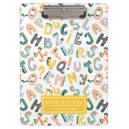 Carpeta De Pinza Escuela Cute Dinosaur Alphabet Pattern Kids