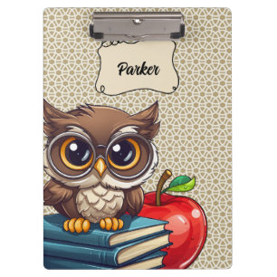 Carpeta De Pinza Escuela de lechuza personalizada