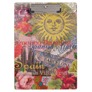 Carpeta De Pinza España Vintage Sol Viaje Collage Retro Europa
