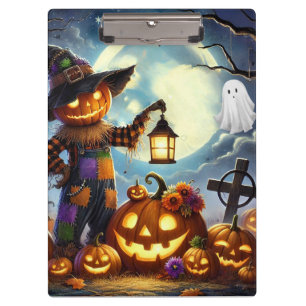 Carpeta De Pinza Espantapájaros y calabazas de Halloween
