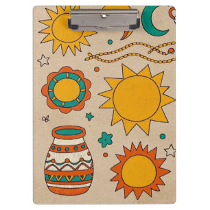 Carpeta De Pinza Espectaculares Patrones bohemios, soles dibujados