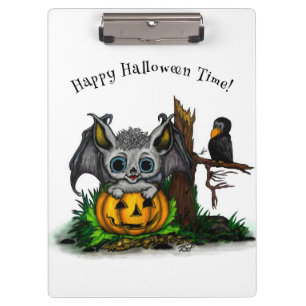Carpeta De Pinza Esperando Halloween , Cute Bat y Raven