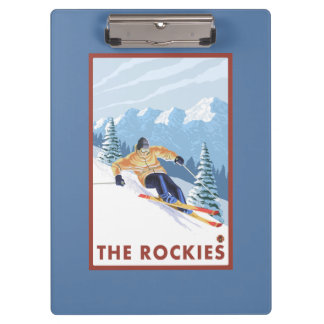 Carpeta De Pinza Esquiador de la nieve de Downhhill - los Rockies