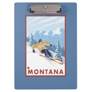 Carpeta De Pinza Esquiador de la nieve de Downhhill - Montana