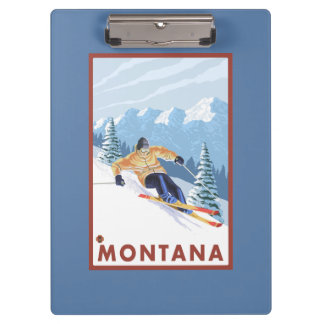 Carpeta De Pinza Esquiador de la nieve de Downhhill - Montana