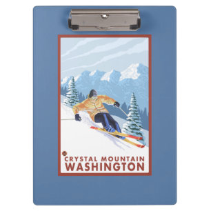 Carpeta De Pinza Esquiador de la nieve de Downhhill - montaña