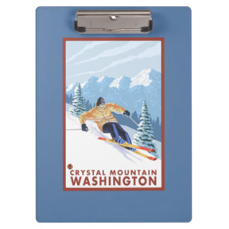 Carpeta De Pinza Esquiador de la nieve de Downhhill - montaña
