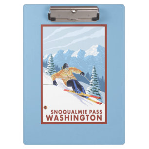Carpeta De Pinza Esquiador de la nieve de Downhhill - paso de