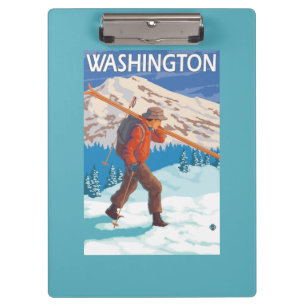Carpeta De Pinza Esquís de la nieve del esquiador que llevan -