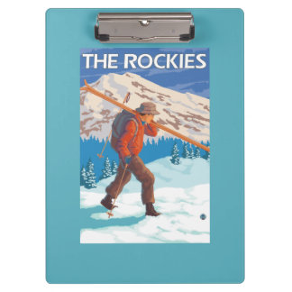 Carpeta De Pinza Esquís de la nieve del esquiador que llevan - los