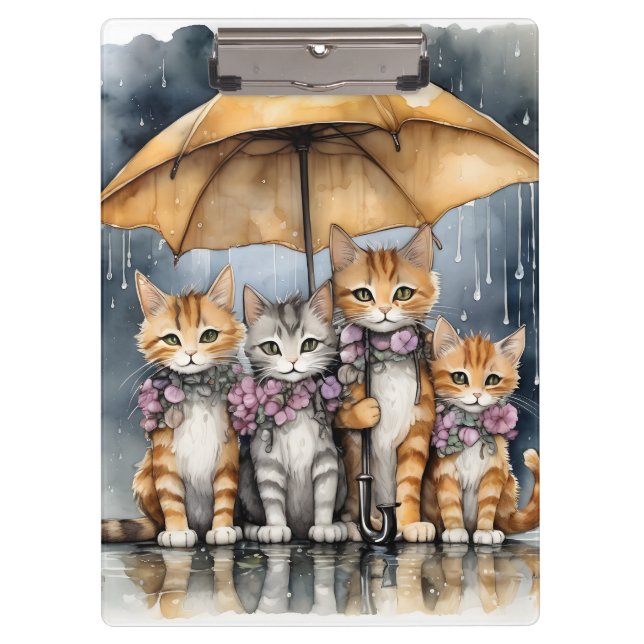 Carpeta De Pinza Estaba lloviendo afuera, así que el gato materno l (Anverso)