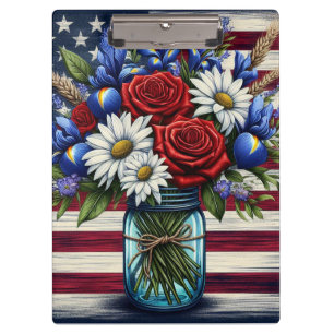 Carpeta De Pinza Estados Unidos patriótico, florido y afligido