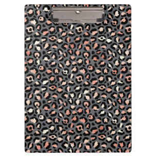 Carpeta De Pinza Estampado Animal Manchas de Leopardo Negro Rosa An