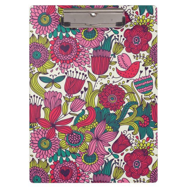 Carpeta De Pinza Estampado de flores brillante (Anverso)
