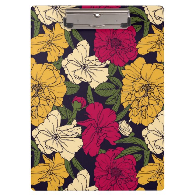 Carpeta De Pinza Estampado de flores elegante (Anverso)