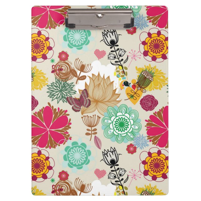 Carpeta De Pinza Estampado de flores en estilo retro (Anverso)