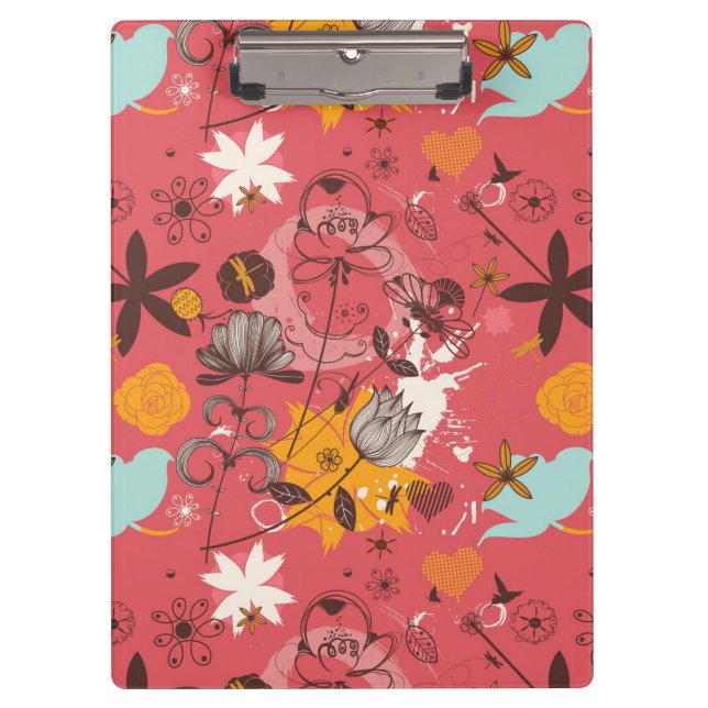 Carpeta De Pinza Estampado de flores retro 2 (Anverso)