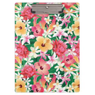 Carpeta De Pinza Estampado de flores tropical del hibisco