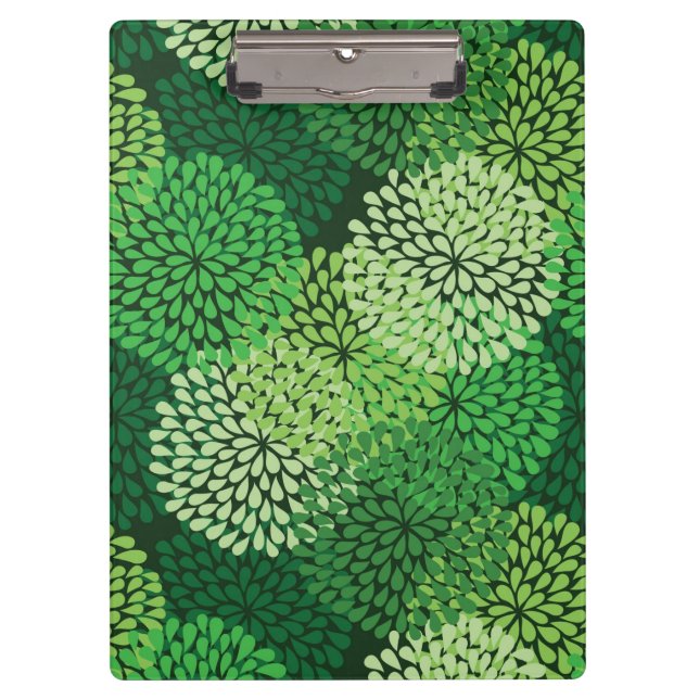 Carpeta De Pinza Estampado de flores verde (Anverso)