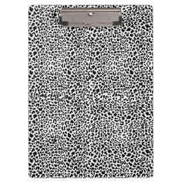 Carpeta De Pinza Estampado de leopardo de nieve en blanco y negro 