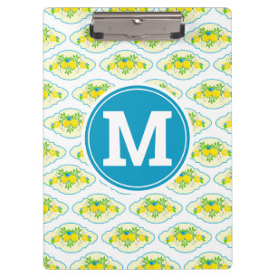 Carpeta De Pinza Estampado floral de limones azules y amarillos ver