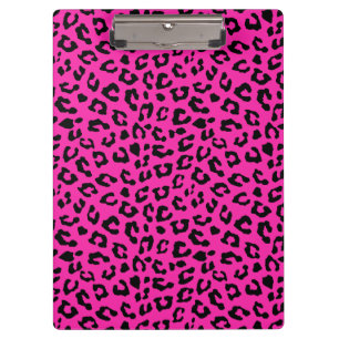 Carpeta De Pinza Estampado leopardo rosado y negro