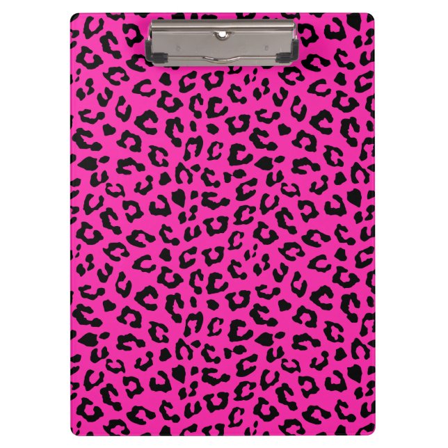 Carpeta De Pinza Estampado leopardo rosado y negro (Anverso)