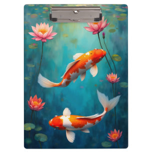 Carpeta De Pinza Estanque de koi y nenúfares