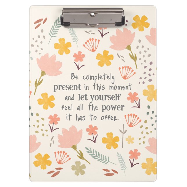 Carpeta De Pinza Estar presente en el momento - palabras inspirador (Anverso)