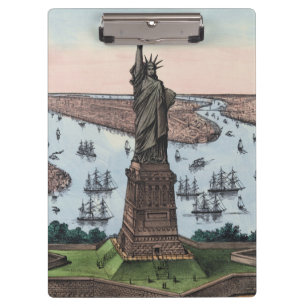 Carpeta De Pinza Estatua de la Libertad de 1885 en el puerto de NYC