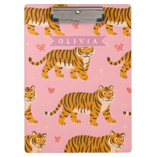 Carpeta De Pinza Estética personalizada rosa tigre chic rebelde div