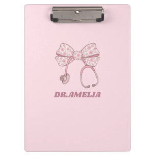 Carpeta De Pinza Estetoscopio con lazo floral rosa con diseño de no