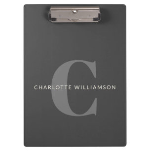 Carpeta De Pinza Estilizado nombre monogramado profesional negro gr