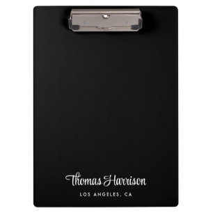 Carpeta De Pinza Estilo de la escritura de firma Monograma negro
